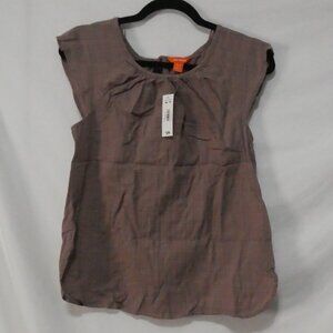 JOE FRESH Taupe Cap Sleeve Pleated Blouse - NWT - XS extra small